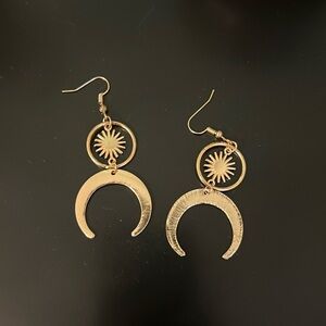 Gold Sun and Moon Earrings